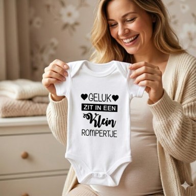 Baby Rompertje en Shirtje met eigen Tekst laten cadeau bedrukken