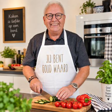 Keukenschort met grappige eigen tekst bedrukt  