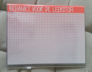 Notitieblok met insteekhoes Bedankt voor de leerstof