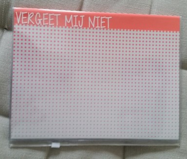 Notitieblok met insteekhoes Vergeet mij niet