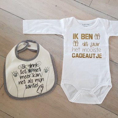 Set cadeau baby geboorte met tekst tante