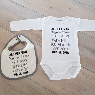 Set cadeau baby geboorte met tekst opa en oma