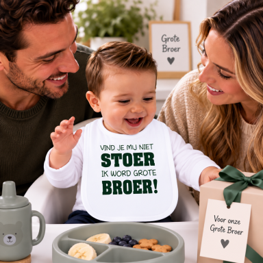 Baby Slabbetje met tekst -  ik word grote broer stoer