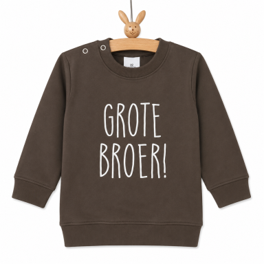 Groene sweater / Trui met witte tekst: Grote broer
