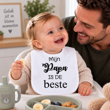 Baby Slabbetje met tekst -  mijn papa is de beste