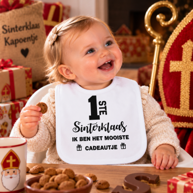Baby Slabbetje met tekst -  eerste sinterklaas ik ben mooiste cadeautje
