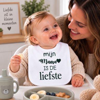Baby Slabbetje met tekst -  mijn mama is de liefste 