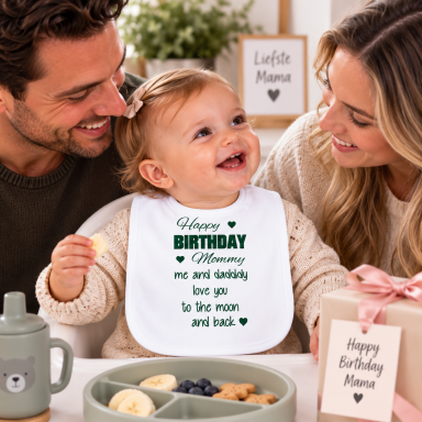 Baby Slabbetje met tekst -  gefeliciteerd mama jarig
