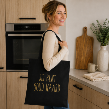 Tas met tekst bedrukt jij bent goud waard