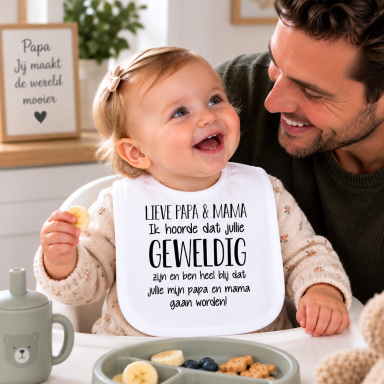 Baby Slabbetje met tekst -  papa en mama worden